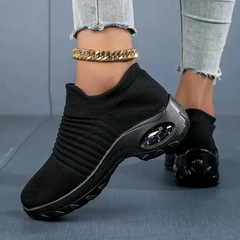 Women Running Training Sneakers Female Air Cushion/Causal Sport Shoes Slip On Walking Sock Shoes