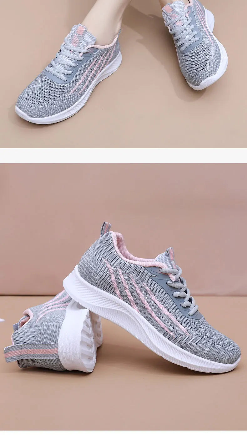Women's Lightweight Running Shoes Summer Breathable Lace-Up/Gym Walking Training  Cushioned Sole Non Slip Fatigue Relief Casual