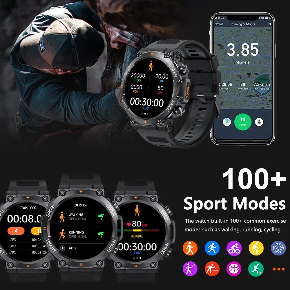 SENBONO Men's Smart Watch Big Screen Bluetooth Call 400mAh Military/Outdoor Sports Fitness Tracker Smartwatch Men Women K56