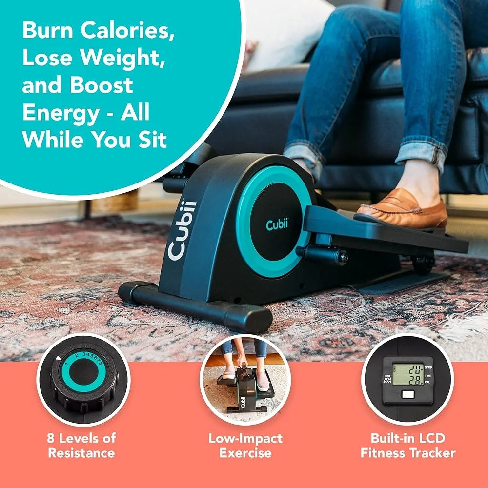 Under Desk Elliptical Mini Bike Pedal Exerciser Adjustable Fitness Machine/Home Office Workout Low Impact Leg Exerciser LCD