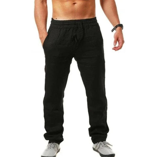 Men's Cotton Linen Pants Male Autumn New Breathable/Solid Color Linen Trousers Fitness Streetwear S-3XL