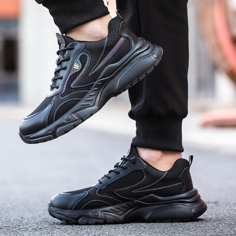 Men's Safety Shoes Working Protective Shoes Steel Toe Anti Smash/Anti Piercing Work Shoes Men Knit Sports Running Sneakers