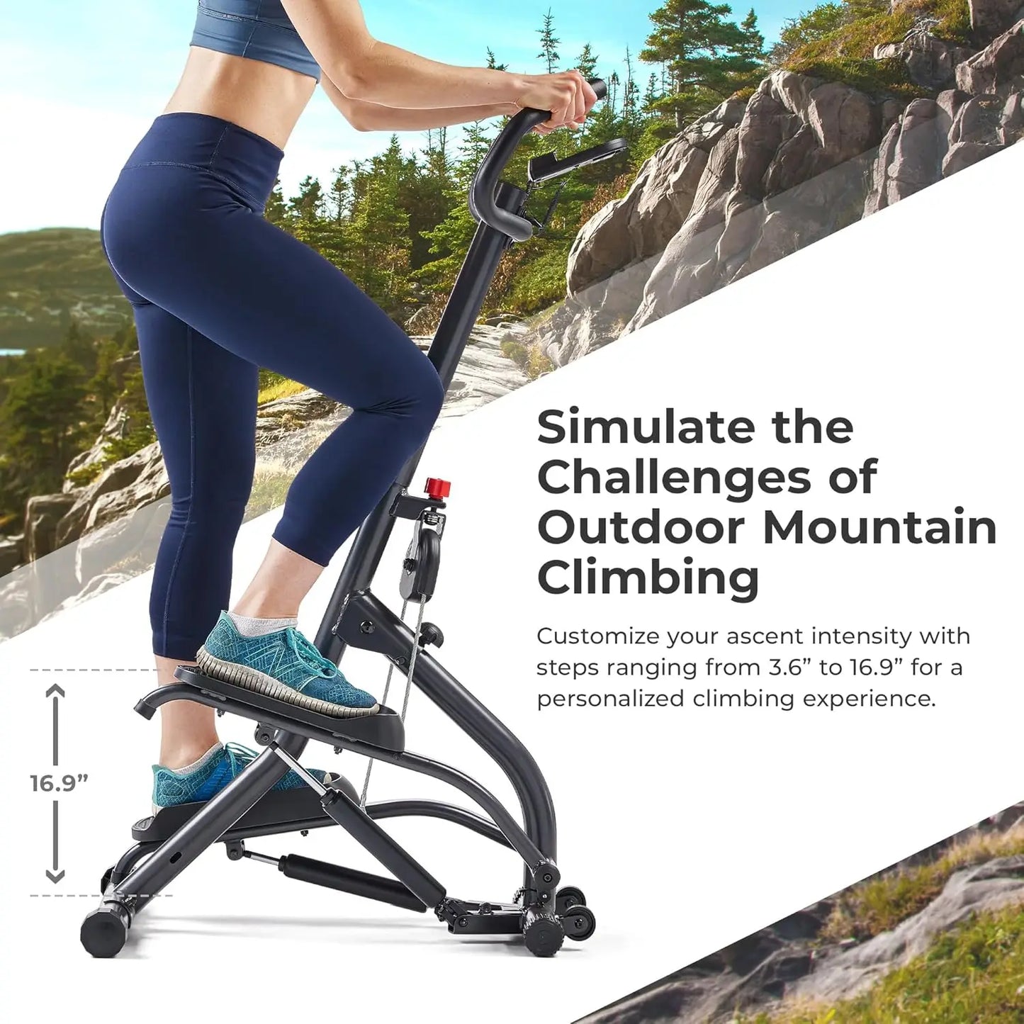 Health & Fitness Stair Stepper w/Handlebar Extended Step/Range Climber Machine for Legs, Core and Glute Workouts Connection
