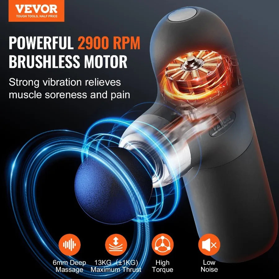 Massage Gun Deep Tissue Percussion Muscle Massager for Athletes/with 4 Speed Levels 4 Massage s 7.4V 2500mAh Batteries
