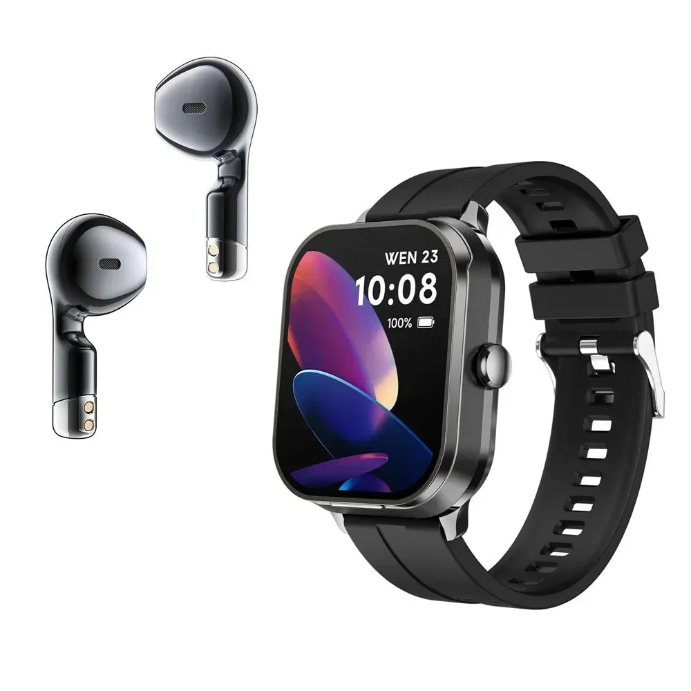 New 2-In-1 Smart Watch With Ear Buds For Men 2 Inch NFC Wireless Call/Fitness Music Control For Huawei Smartphone
