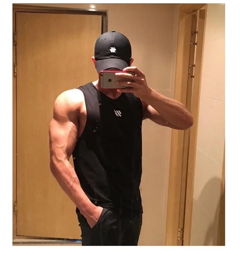Mens fitness gyms Tank top men Fitness sleeveless shirt Male mesh breathable/Sports vest Undershirt Gyms Running vest men