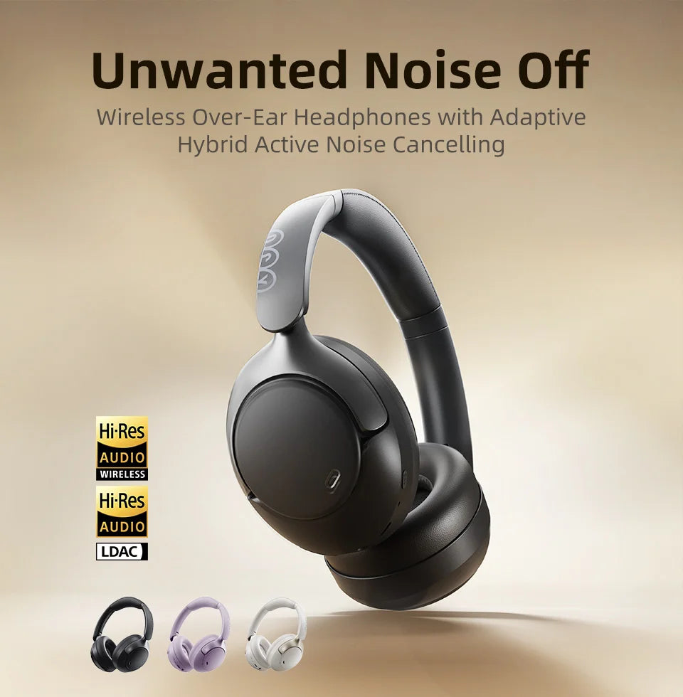 QCY H3 PRO Adaptive ANC Wireless Headphones Over Ear Headset/50dB with LDAC Hi-Res Wireless Audio Bluetooth 5.4 Dual Connection