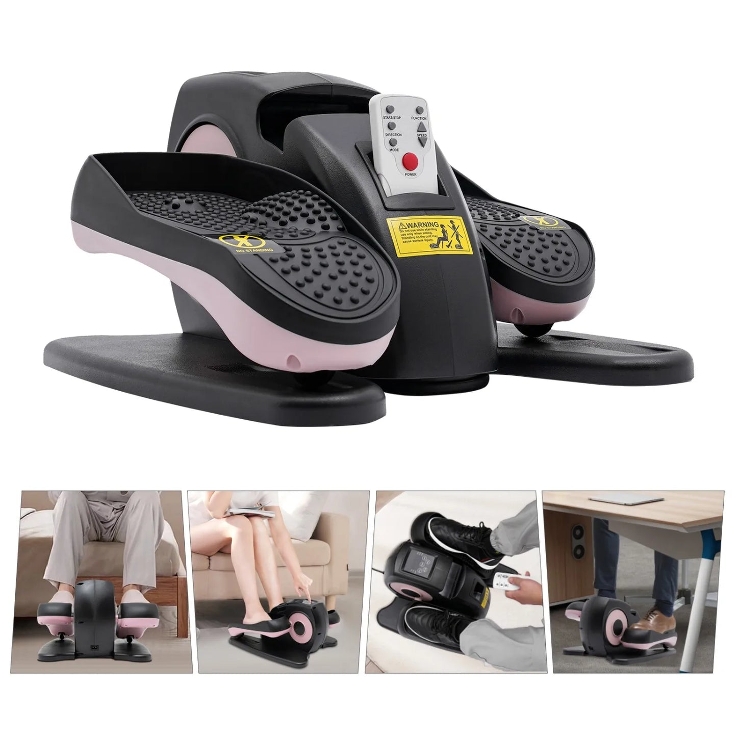 2-in-1 Seated Standing Mini Elliptical with LCD Screen Remote Control/Rehab Electric Sitting Leg Foot Pedal Exercise Equipment
