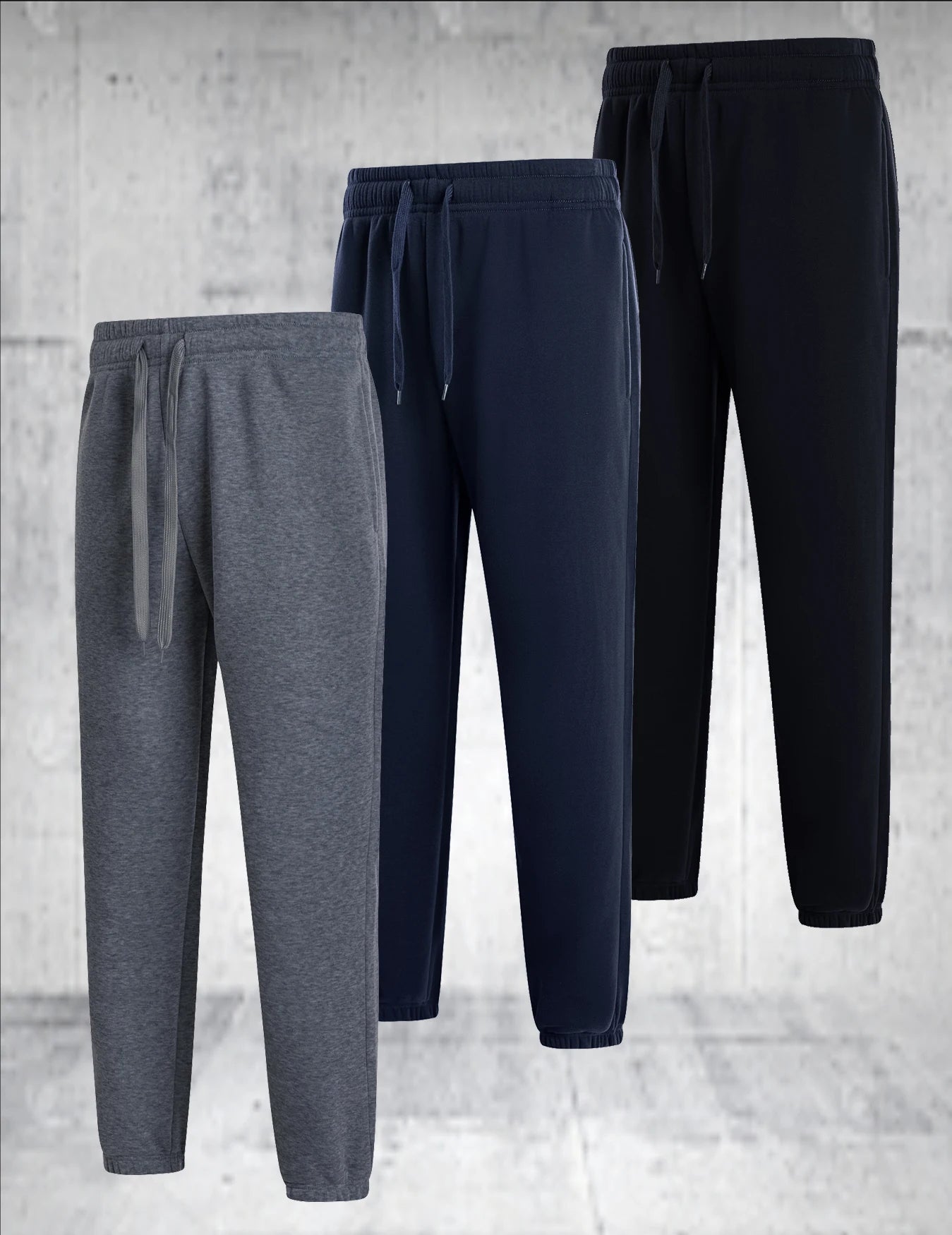 3 pieces of men's solid color casual sports pants/breathable lightweight suitable for daily wear