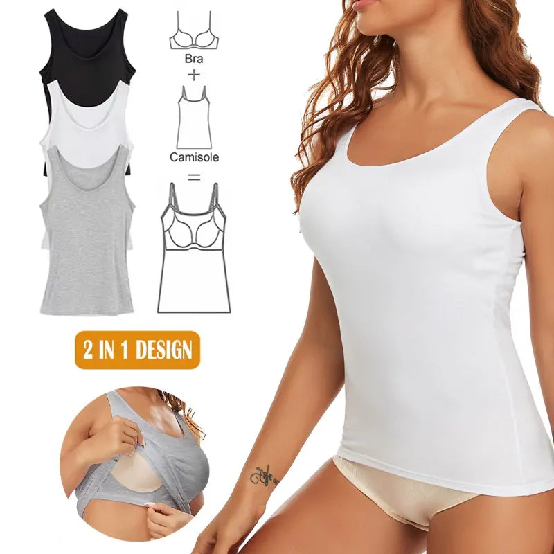 Fitness Workout Running Shirts Compression Shapewear/Tank Top for Women with Built in Bra Women's Padded Sports Bra