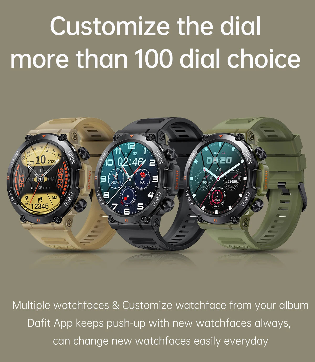 SENBONO Men's Smart Watch Big Screen Bluetooth Call 400mAh Military/Outdoor Sports Fitness Tracker Smartwatch Men Women K56
