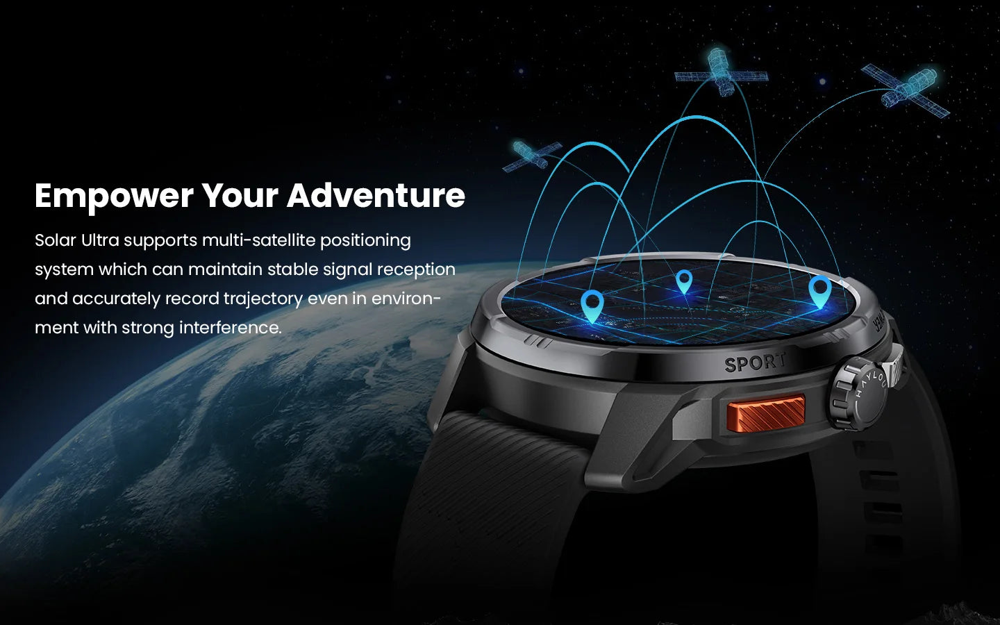 HAYLOU Solar Ultra GPS Smart Watch 1.6” AMOLED Display 60Hz Refresh Rate/Bluetooth Calls 5ATM Water Resistance Sports Smartwatch