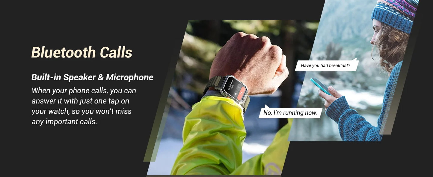 Blackview New Smart Watch 2.01'' HD Display Outdoor Men's Watches/with Emergency Lighting Bluetooth Call Waterproof Smartwatch