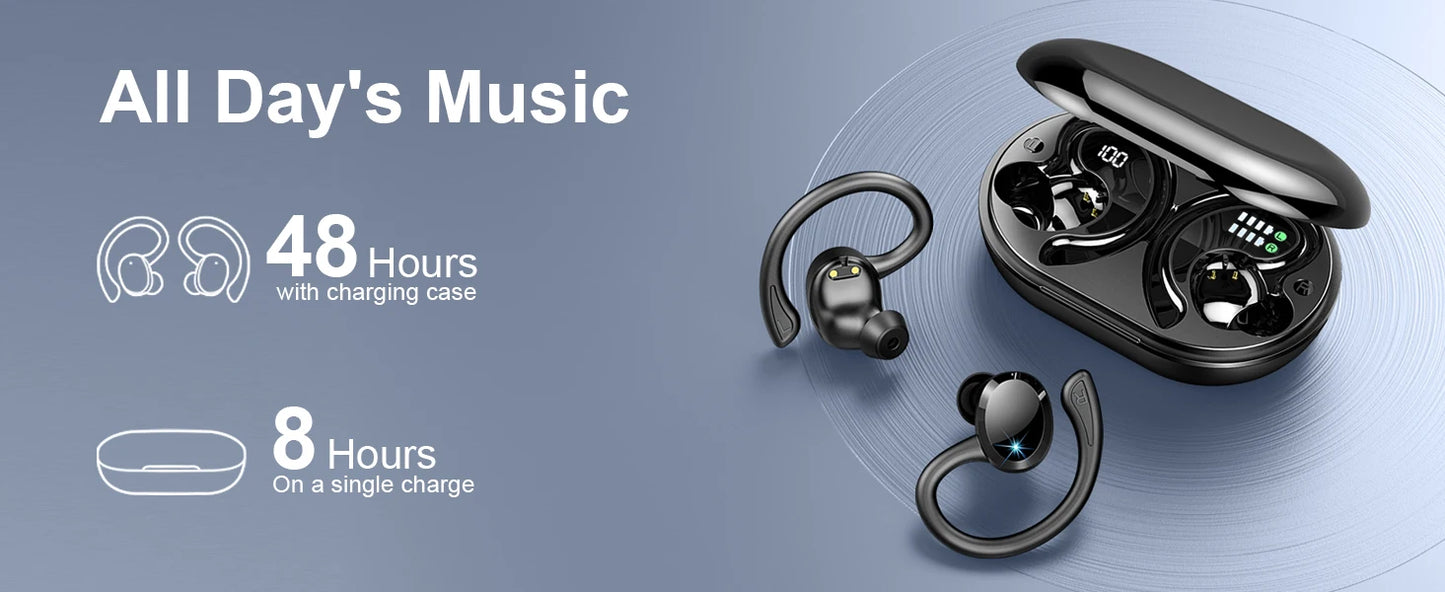 Wireless Earbuds, Bluetooth 5.3 On-Ear Headset Noise Cancelling Mic/48H Playtime Sports Headphones for Workout/Running.