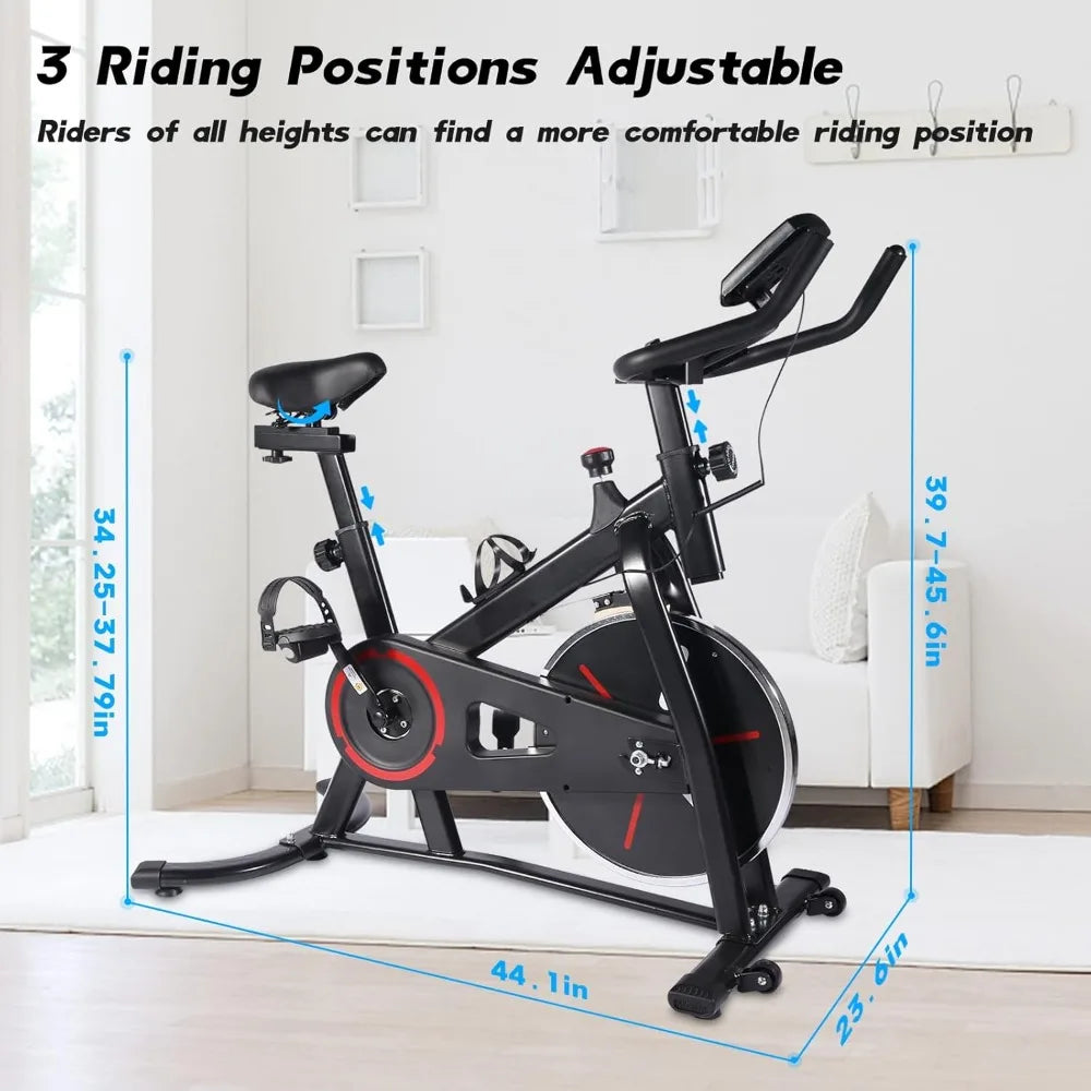 Indoor Cycling Bike Stationary Exercise Bike, Low Noise Adjustable Handlebars/Extra Comfort Seat Fitness Stationary Flywheel