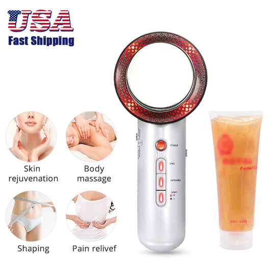 3 in 1 Cavitation Ultrasonic Machine Weight Loss Microcurrent/EMS Body Slimming Massager Fat Burner Cream Gel