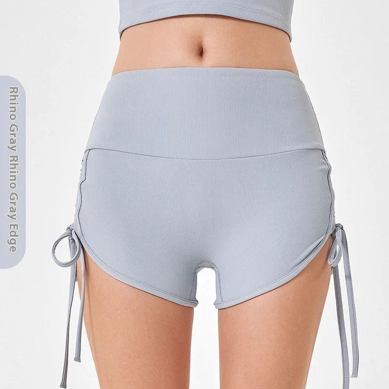Women's Thin Drawstring Sports Yoga Shorts/High Elastic Fitness Running Shorts