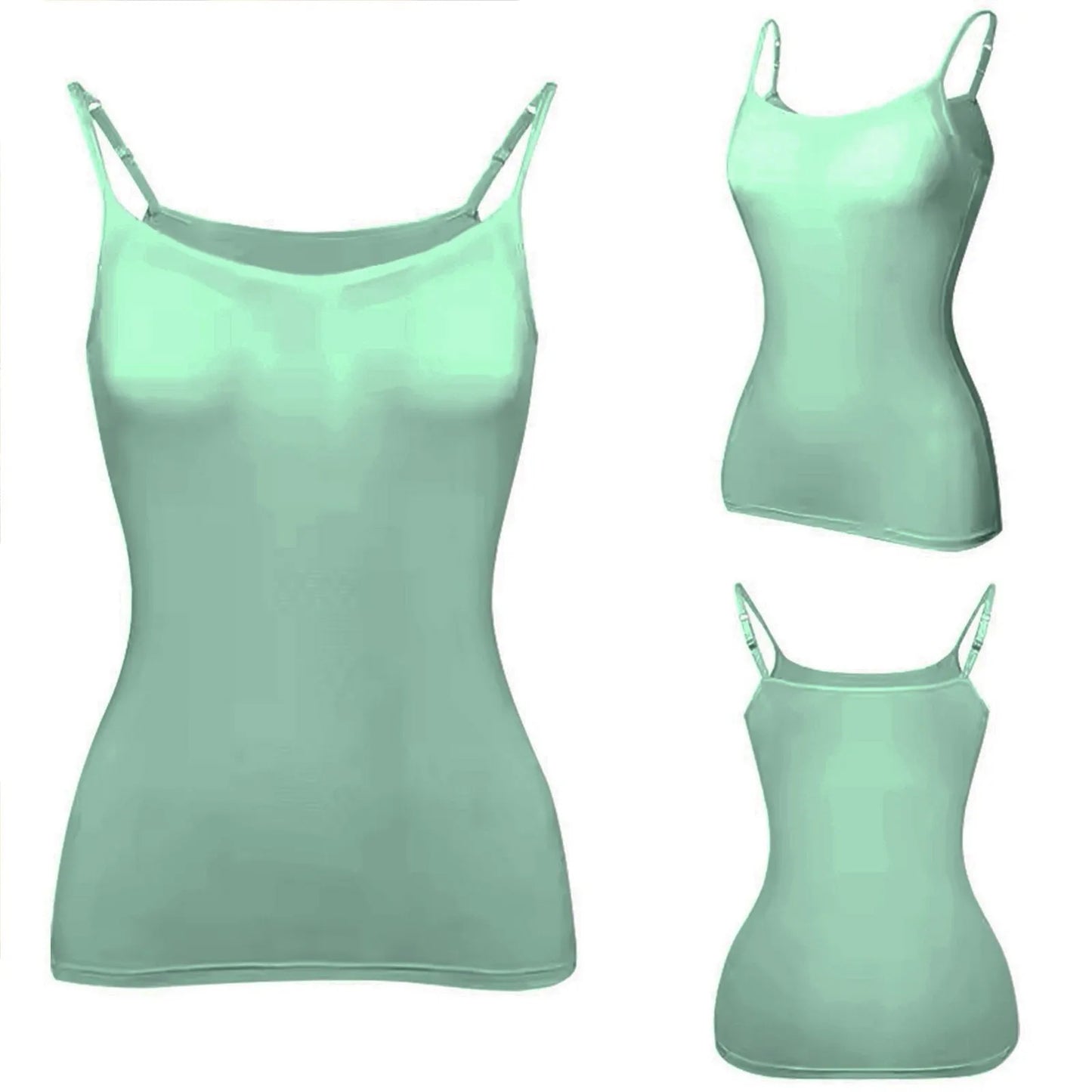 New Padded Bra Tank Top Women Modal Spaghetti Solid Cami Top Vest/Female Adjustable Camisole With Built In Bra Fitness Clothing