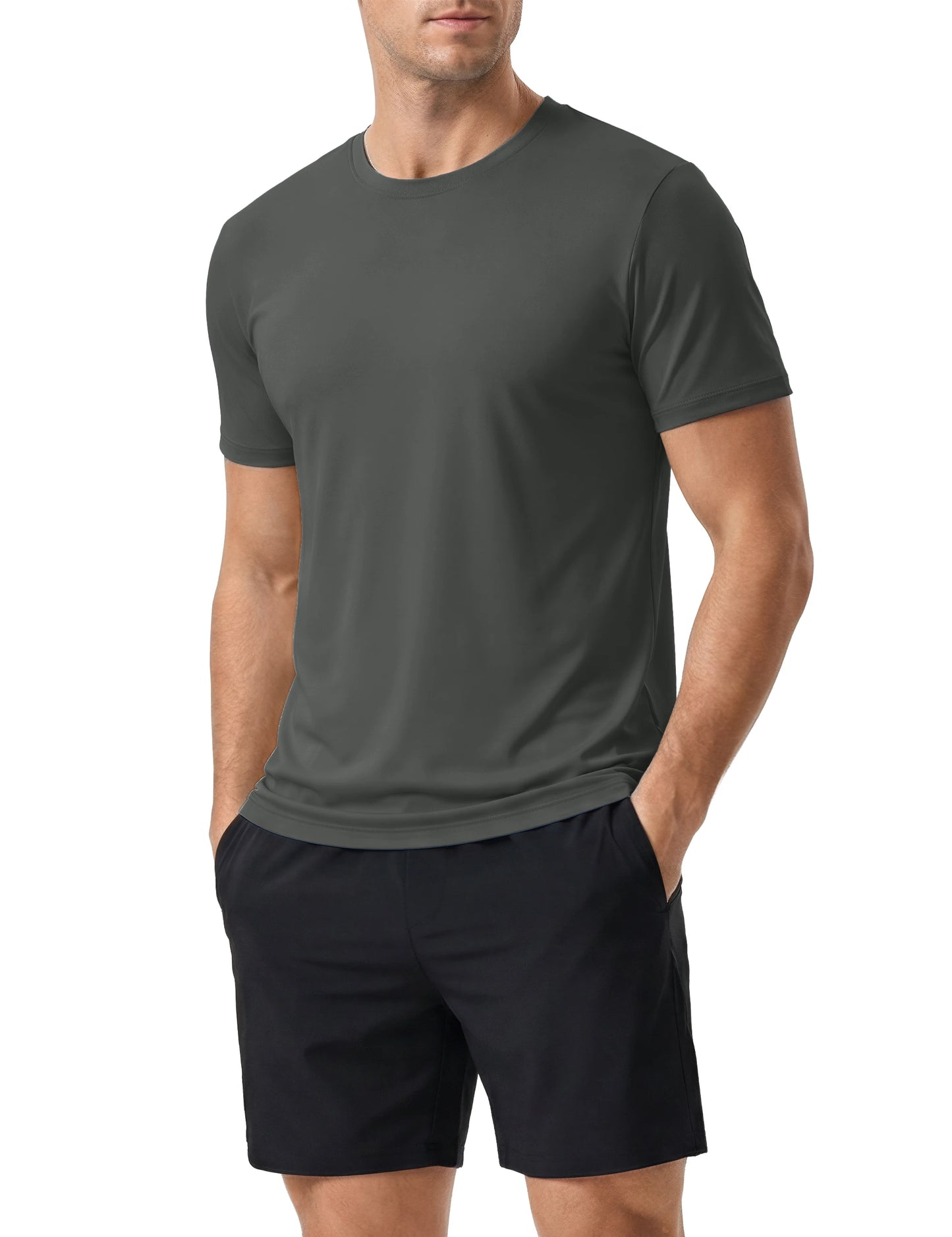 Men's UPF 50+ Shirt Sun Protection SPF UV Moisture Wicking/Lightweight Quick Dry Swim Rash Guard Short Sleeve Athletic Running