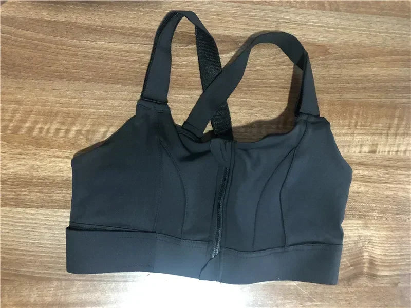 Women Sports Bras Tights Crop Top Yoga Vest Front Zipper Plus Size/Adjustable Strap Shockproof Gym Fitness Athletic Bras