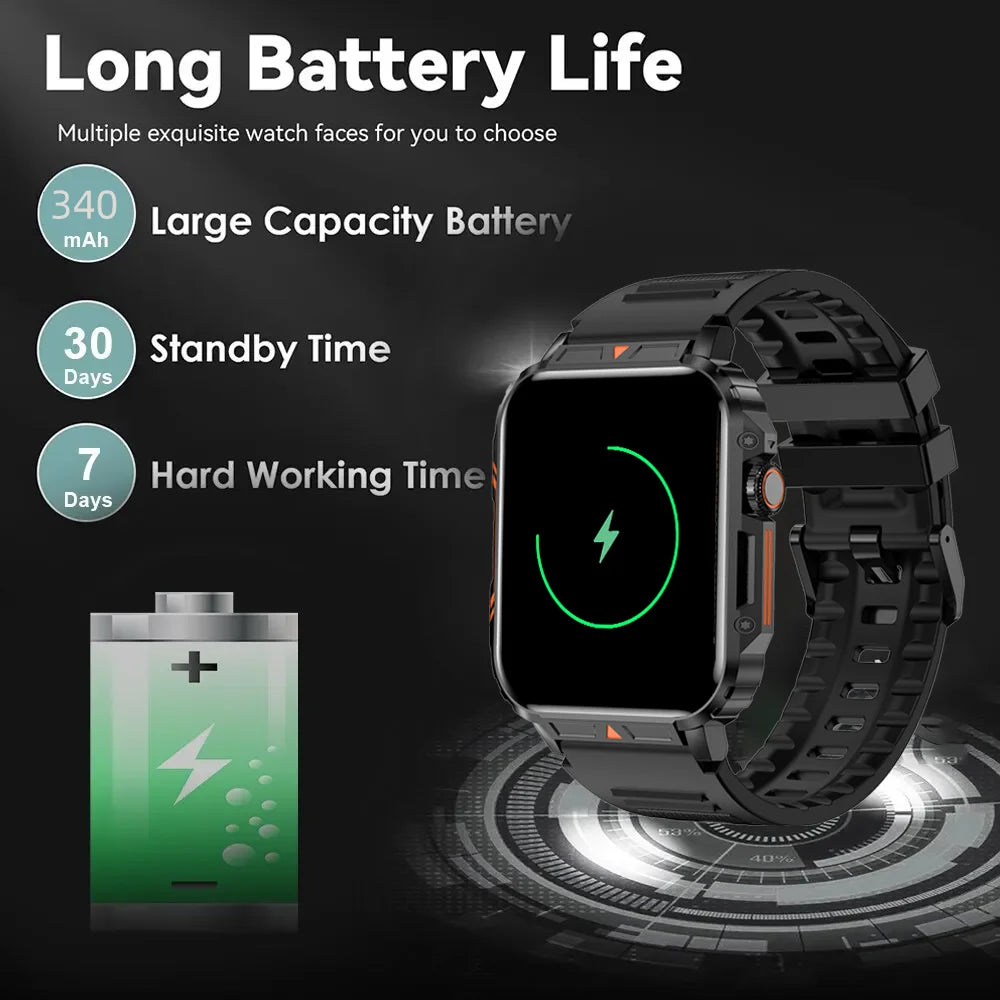 SENBONO Military Smart Watch Bluetooth Call 24/7 Heart Rate Monitor/IP68 Waterproof 100+ Sport Mode Smartwatch for Men Women