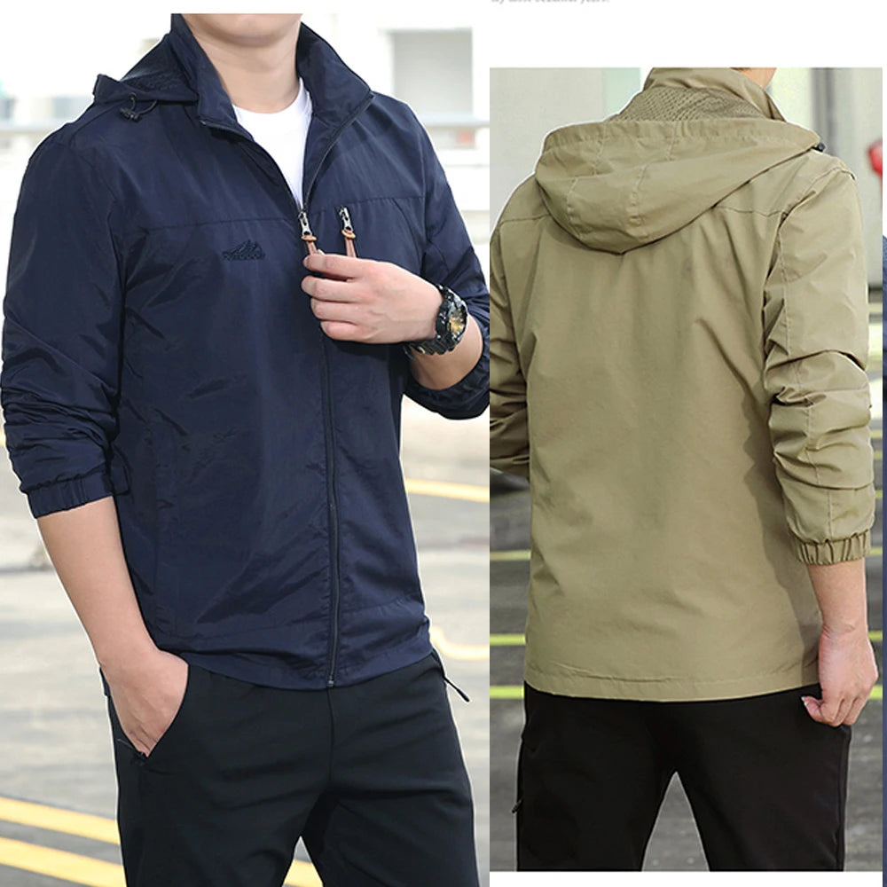 Windbreaker Men Tactical Jacket Waterproof Outdoor Hooded Coat/Sports Military Size S-5XL Field Climbing Thin Outwear
