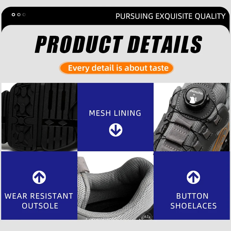 Steel toe cap, non-lacing, anti-impact/and anti-puncture casual work shoes