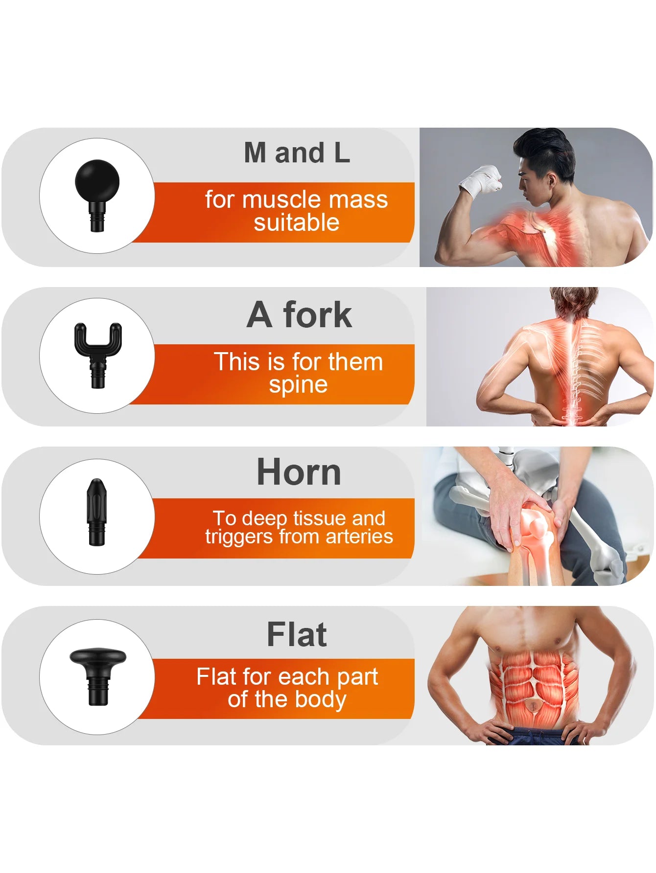 Massage Gun Deep Tissue for Pain Relief Fascia Massage Gun/with 4 Massage Heads & 6 Speeds