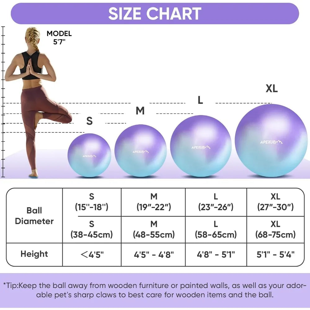 Yoga & Pilates Ball Anti Slip/Heavy Duty Gym Ball for Fitness Balance & Core Workout