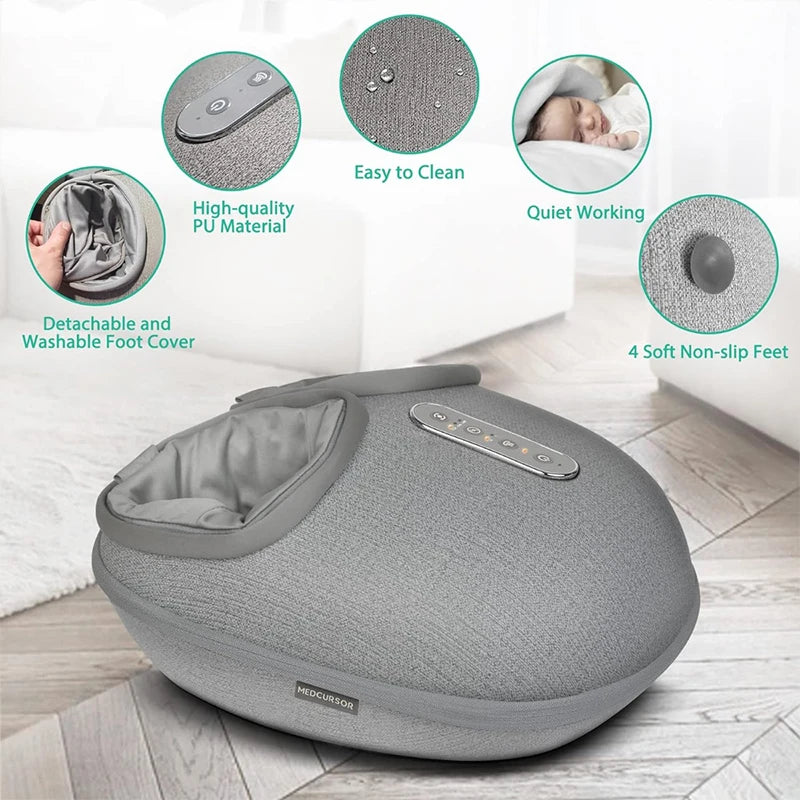 Medcursor Foot Massager Heating Therapy Adjustable/Shiatsu Deep Kneading Roller Muscle Relaxation Pain Relief for Home