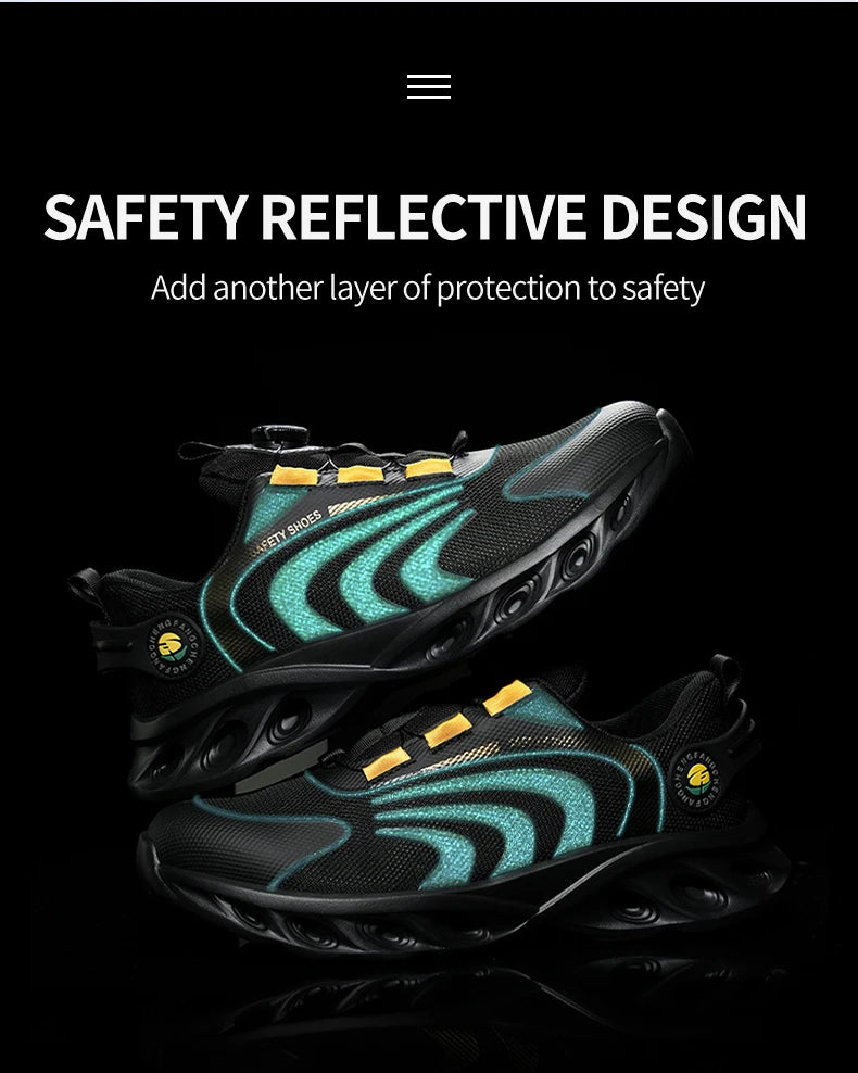 Lace-free, breathable, lightweight and comfortable/anti-smashing and anti-puncture safety shoes