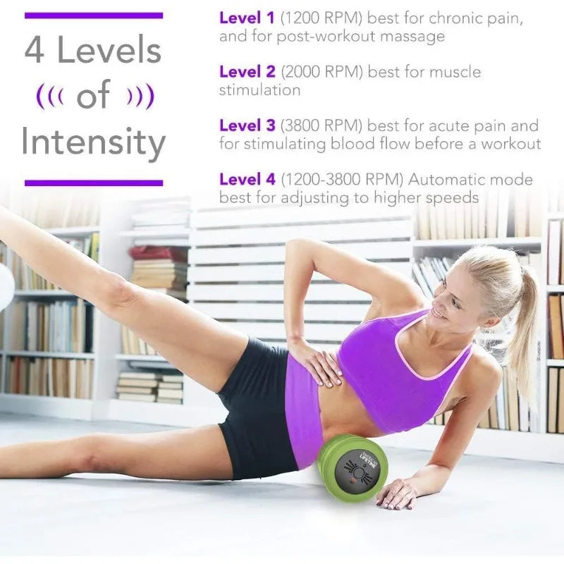 Vibrating Foam Roller, 17 Inch 4 Speed Rechargeable Electric High-Intensity Vibration/Deep Tissue Massage for Recovery Green