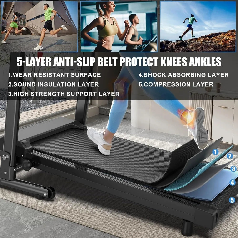 Foldable Treadmills for Home, Portable Treadmill with Handles, 2.5HP Treadmills/300 lb Capacity APP Control Fitness Folding Treadmill