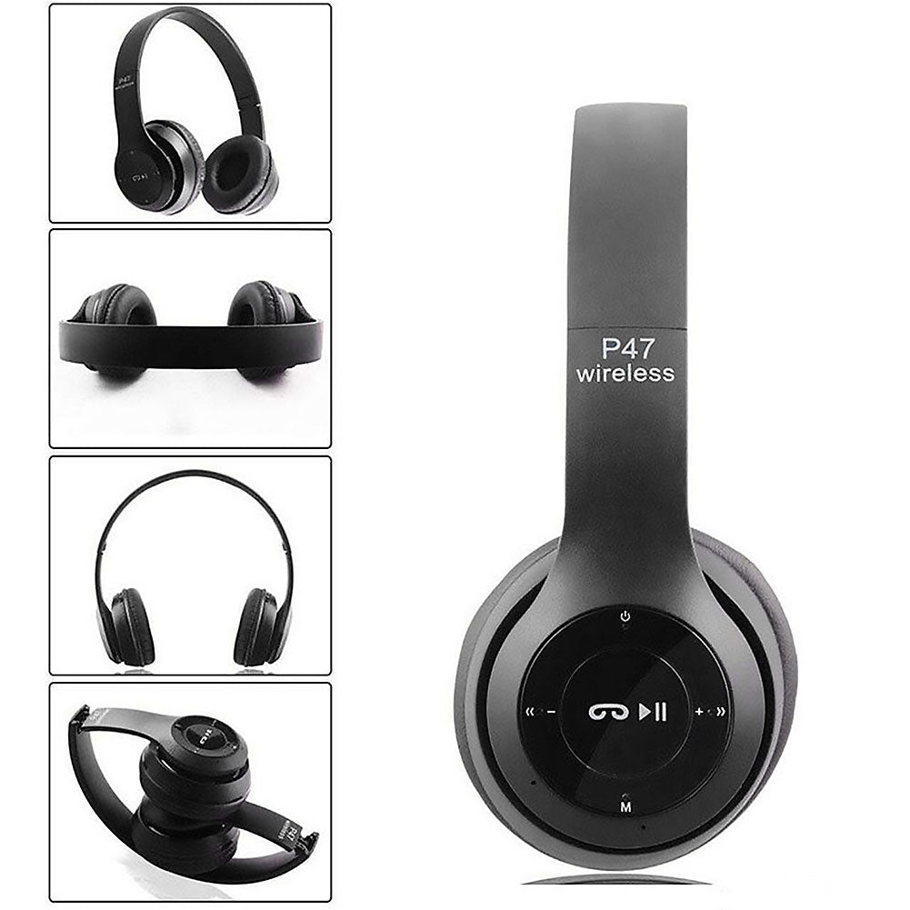 P47 Wireless Bluetooth Headset Over Ear/Earphone Built-in Mic Folding Earbuds Stereo