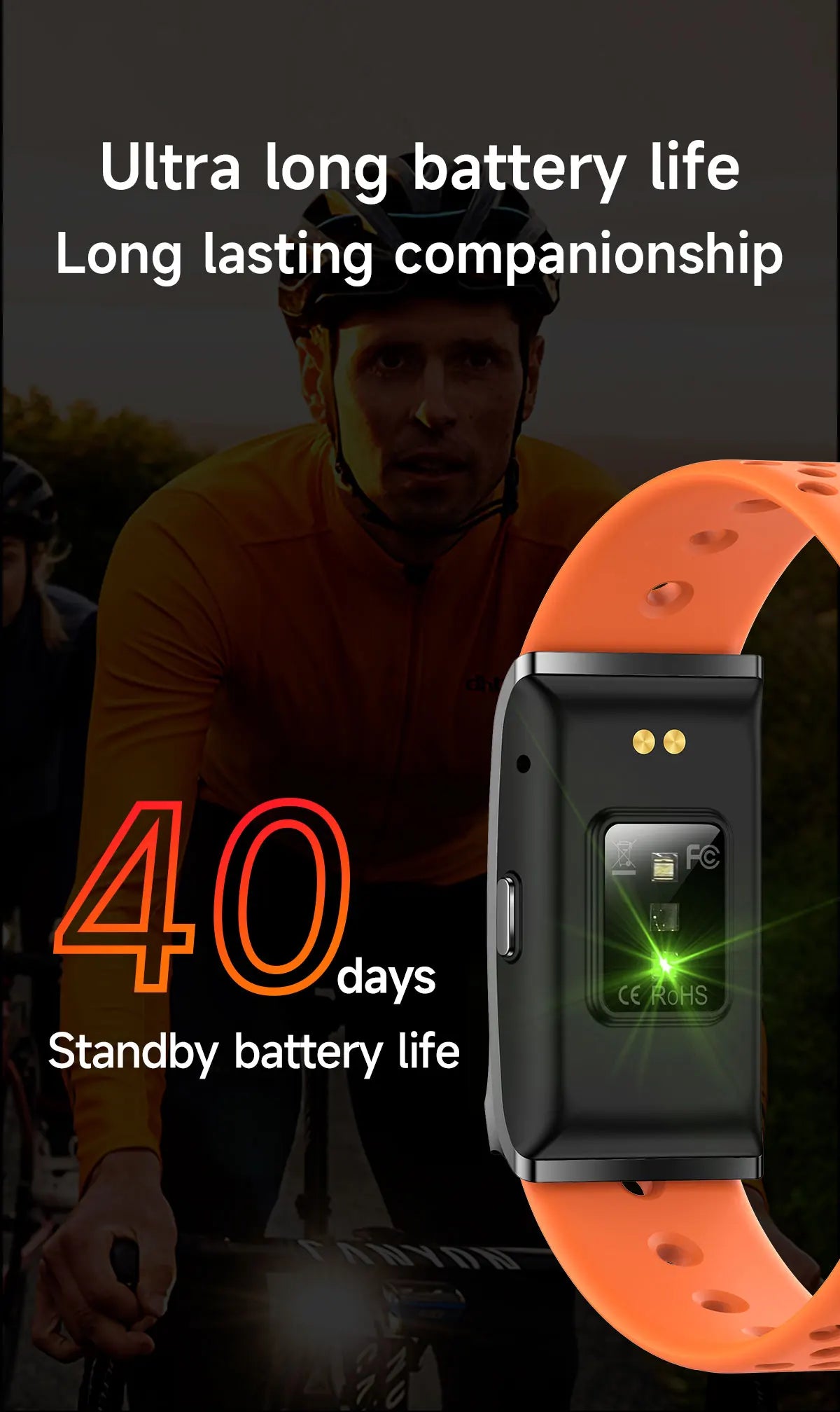 LIGE New No screen Smart Watch 20-day Ultra-long Use Time 24hours Blood Oxygen/Blood Pressure Monitoring Sports Smart Bracelet