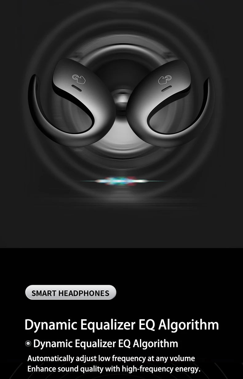 Open Ear Bluetooth Headphones 30 Hours Playtime/True Wireless Earbuds with Ear Hook Air Conduction Clear Calls Waterproof