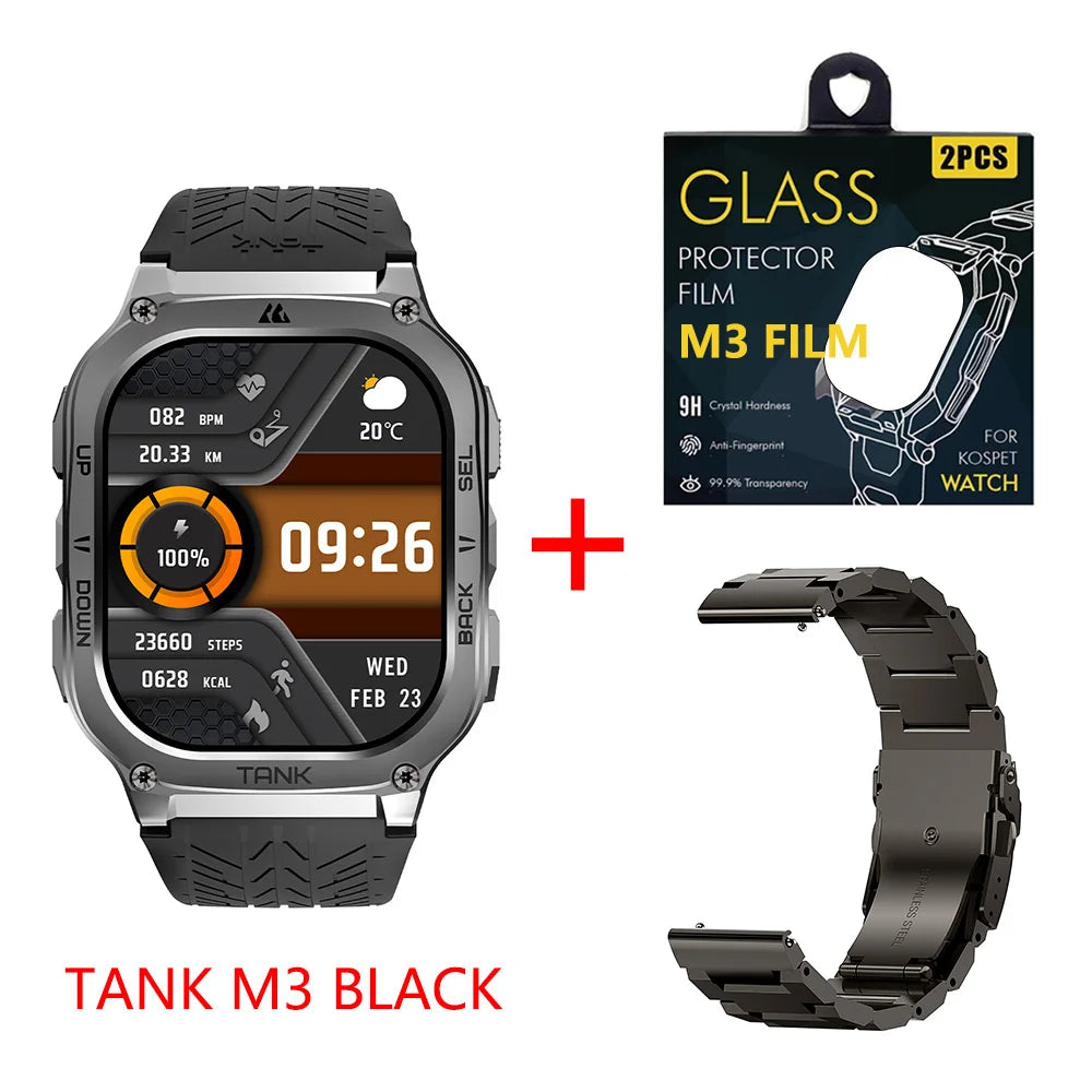 Original KOSPET TANK M3 Smart Watches For Men Smartwatch/480mAh Electronic Digital Fitness AMOLED AOD Bluetooth Watches