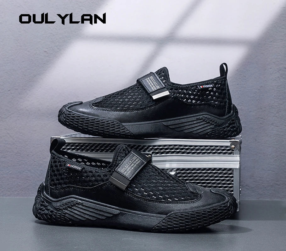 Men Casual Sneakers Summer Breathable Beach Shoes Lightweight/Outdoor Mesh Mans Sneaker Slip-on Walking Male Shoes