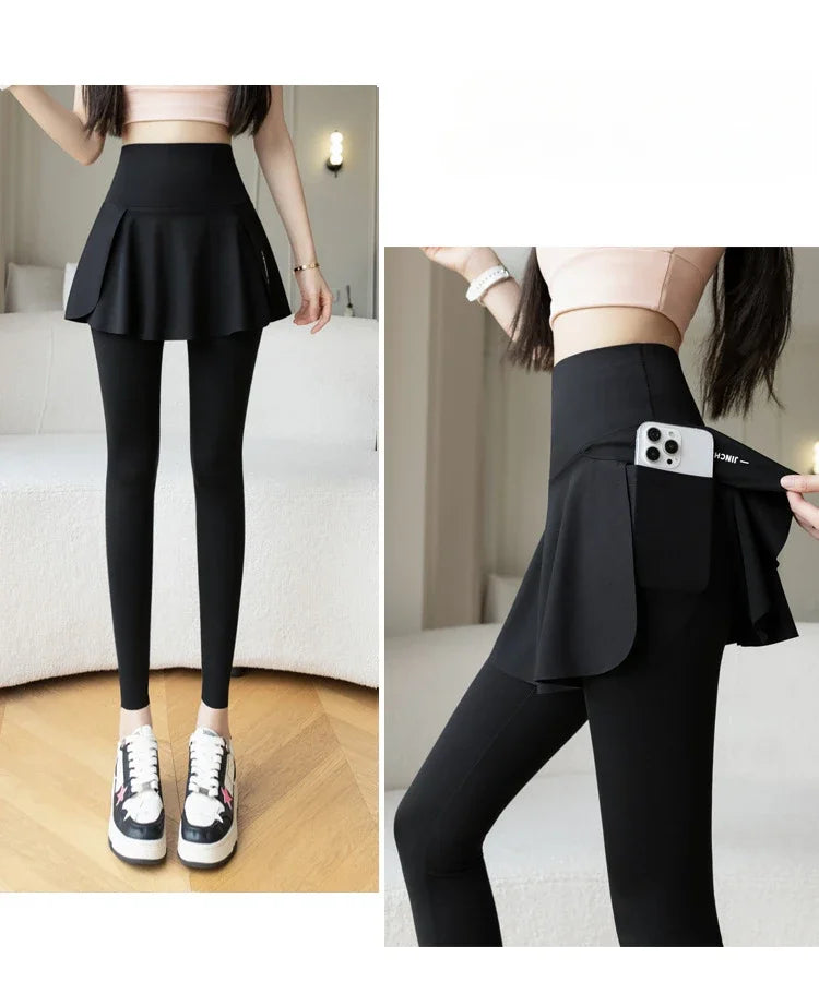 Women Fake Two Pieces Leggings Seamless Fitness Leggings High Waist/with Pocket Elastic Slim Fashion Hip Lifting Yoga Pants