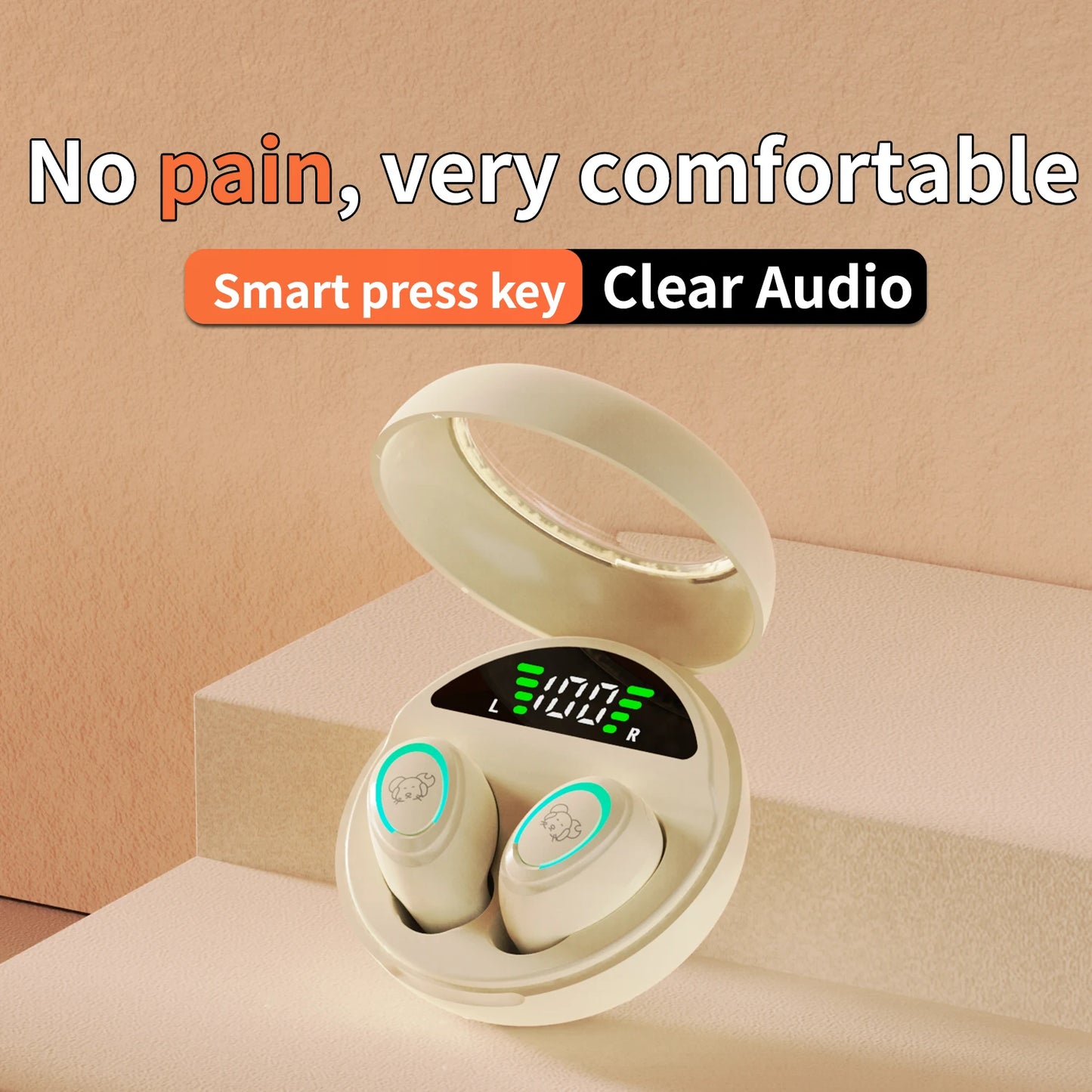 Bluetooth Headphones Wireless Earbuds 48hrs Digital Display/Sports Ear Buds IPX5 Waterproof Earphones for Phone