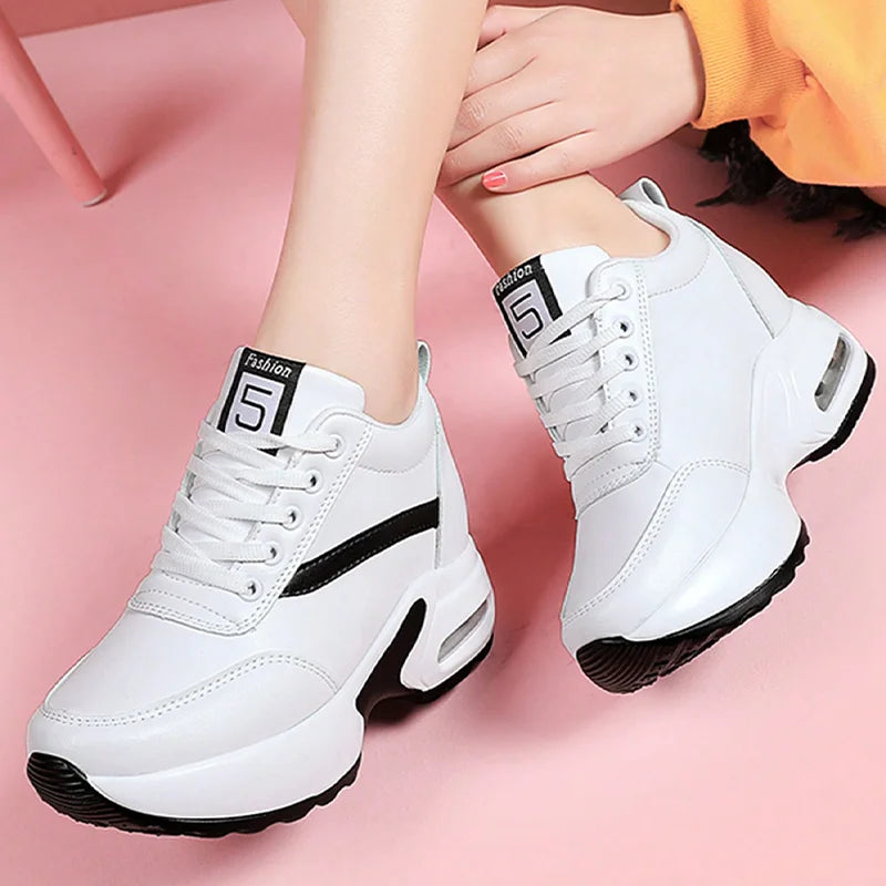 Women Air Cushion Sneaker Insole Increase Height/Brand Sport Shoes High Bottom Outdoor Daily Walking Shoes