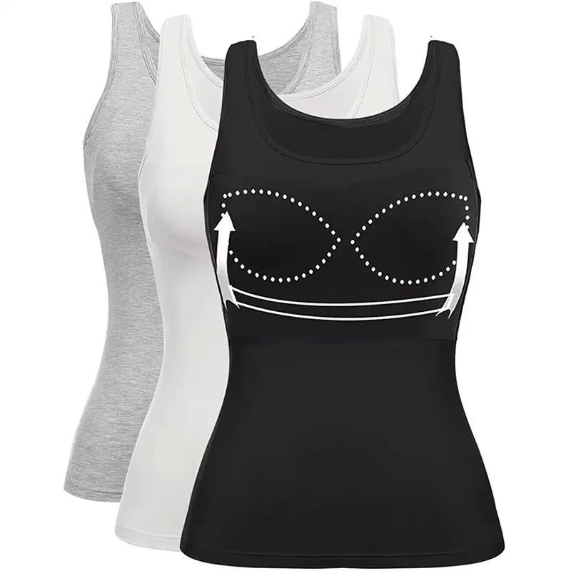 Fitness Workout Running Shirts Compression Shapewear/Tank Top for Women with Built in Bra Women's Padded Sports Bra