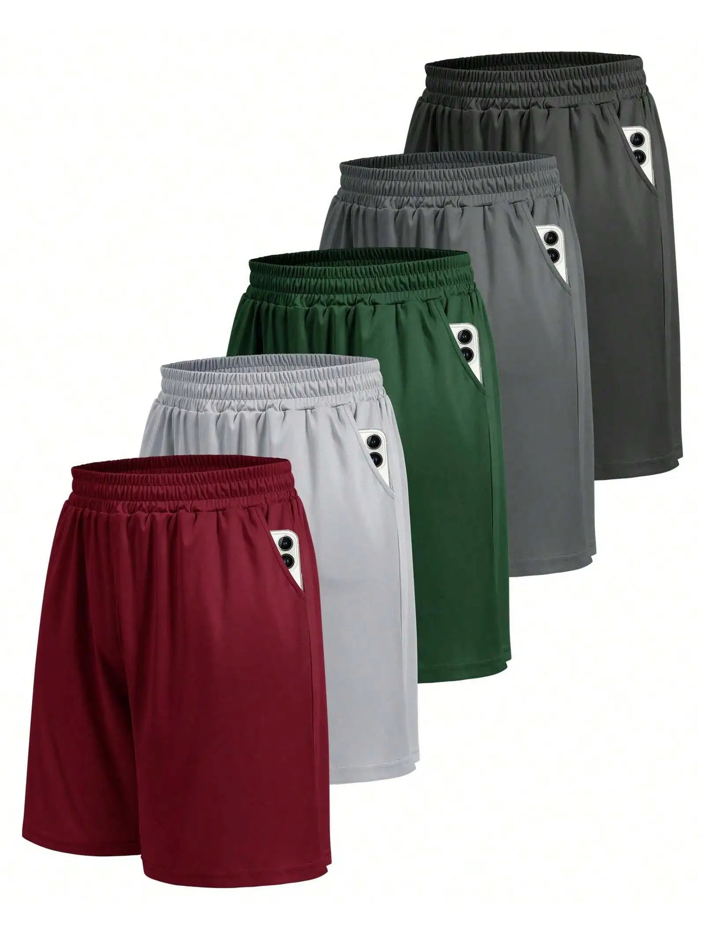 5 Pack Men's Athletic Shorts With Deep Pockets/Quick Dry Gym Running Basketball Casual