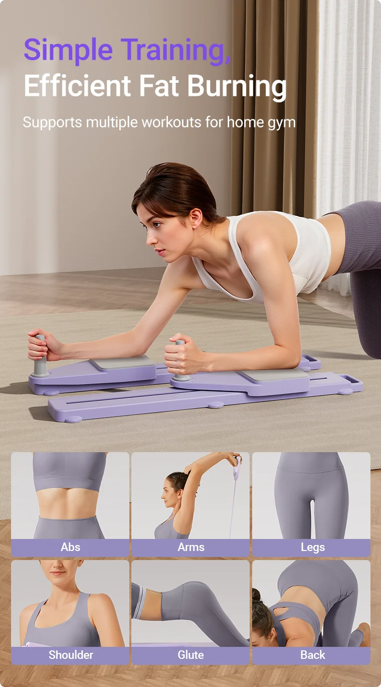 2-in-1 Abs & Ski Board Portable Core/Leg Trainer Split/Pilates-Reformer for Home Gym Lightweight Full-Body Fitness