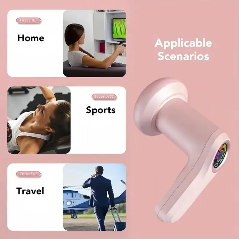 Portable Massage Gun Multifunctional Massager with 5 Massage Heads/USB Charging and Fat Pushing Machine White Suitable for Body