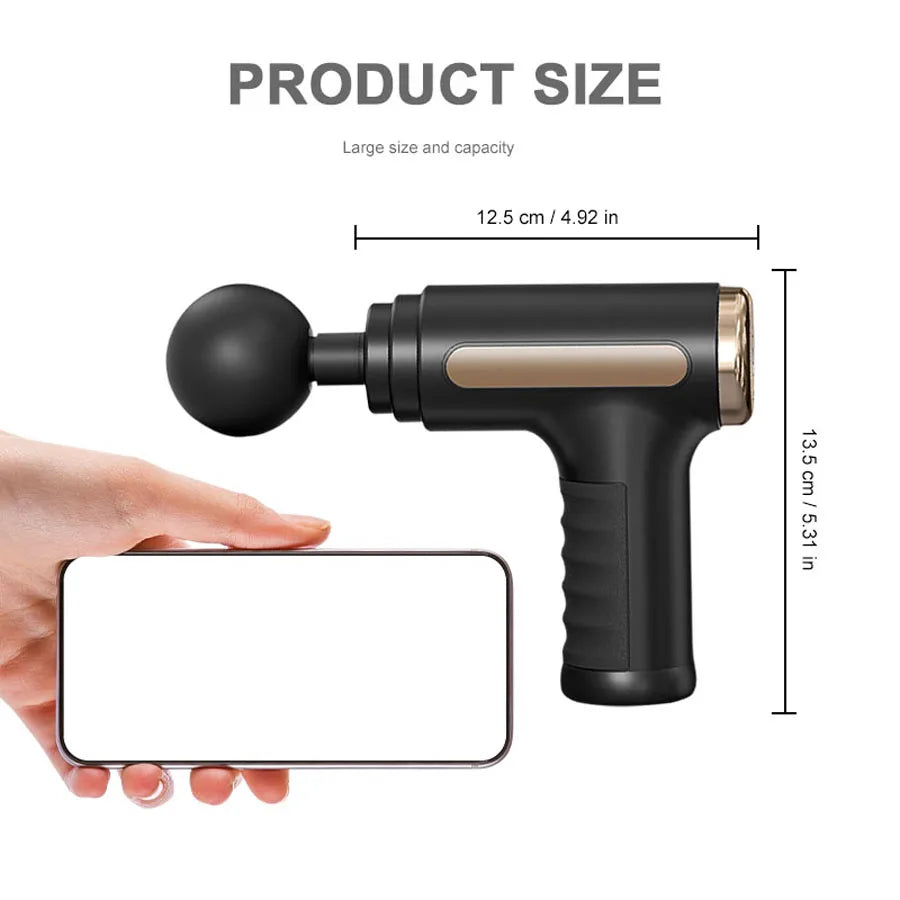 Exercise Massager Fascia Massage Gun Electric Massager Body Relaxation Belt/4 Replaceable Heads Fascia Gun