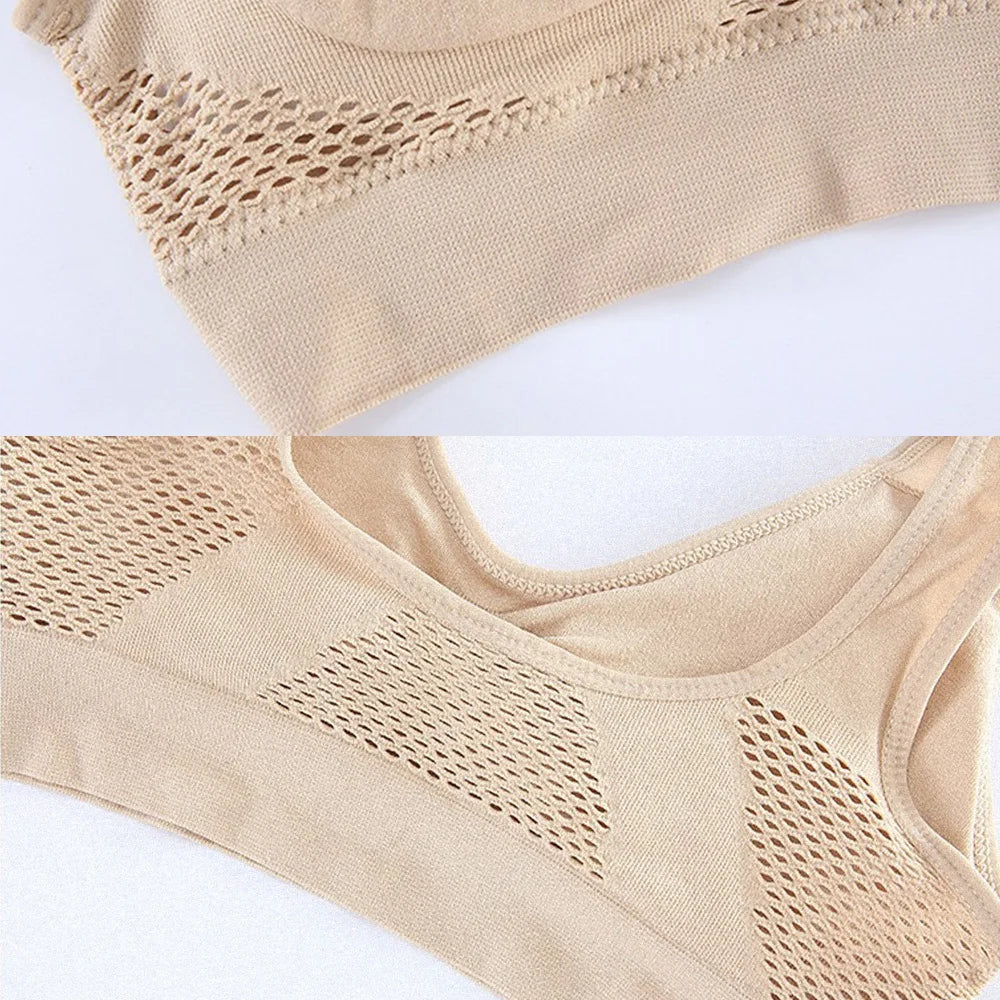 Seamless Mesh Women Sports Bras Fitness Gym Running Underwear Shockproof Bra/Wireless 6XL Plus Size Crop Top Breathable Yoga Bra