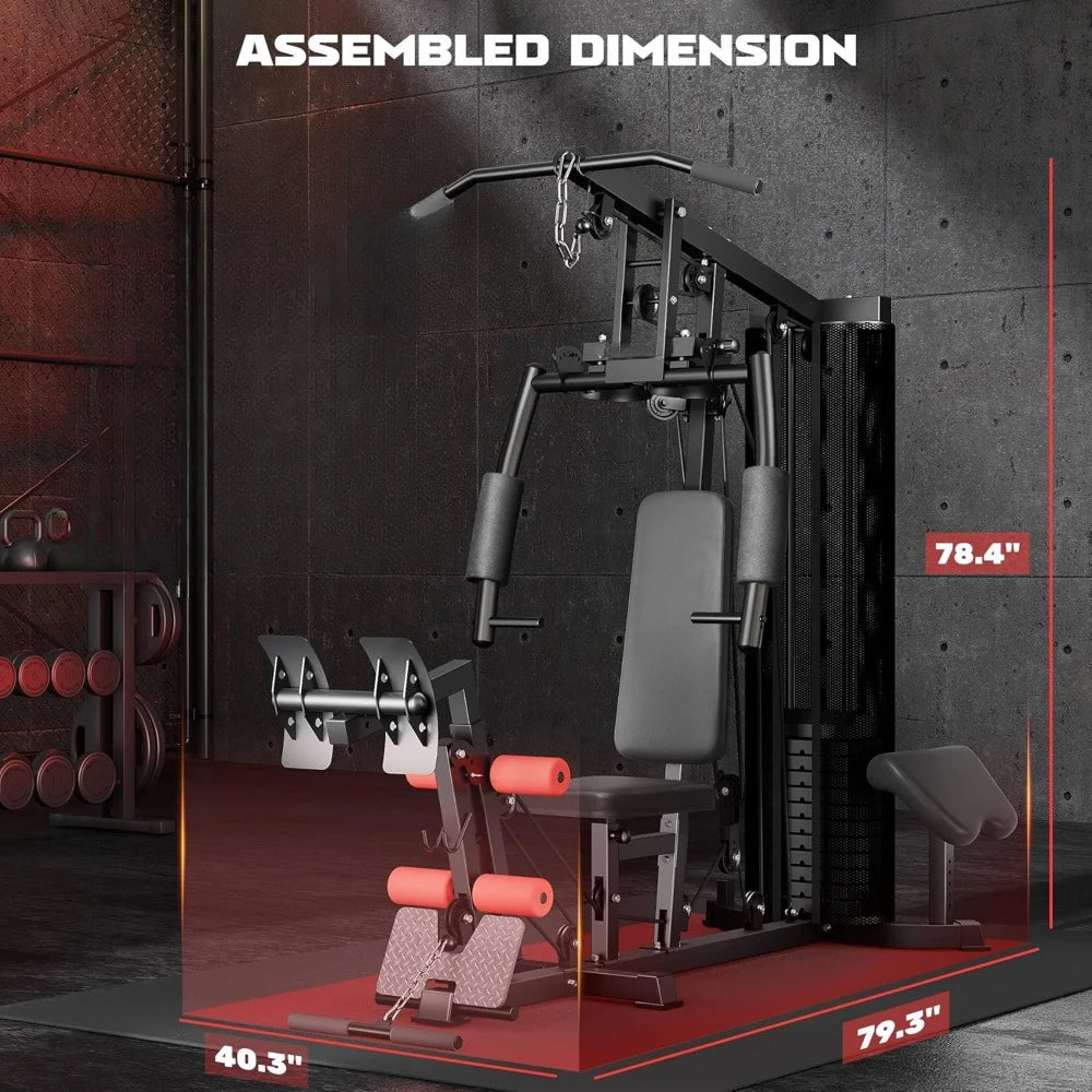 Home Gym Multifunctional H10 Home Gym Equipment Workout Station/with 146LBS Weight Stack Exercise Equipment with Pulley System