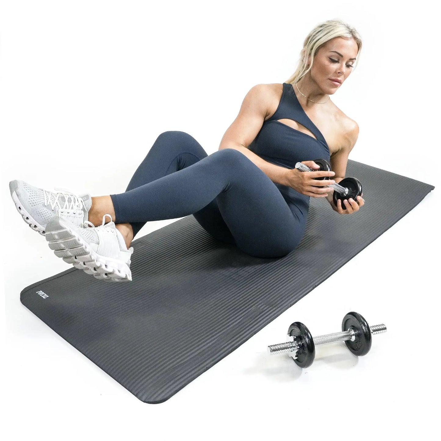 All-Purpose 12mm Thick Exercise Mat, 72x24 Inch NBR Foam/Non-Slip Yoga Mat with Carry Strap, for Home Gym, Fitness, Black