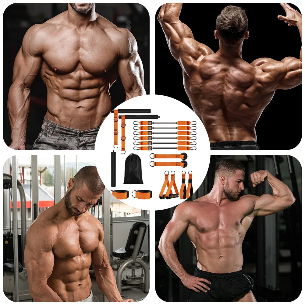 Pilates Bar Kit with Resistance Bands Pilates Workout Equipment/Portable Yoga Pilates Stick Home Gym Strength Training Equipment